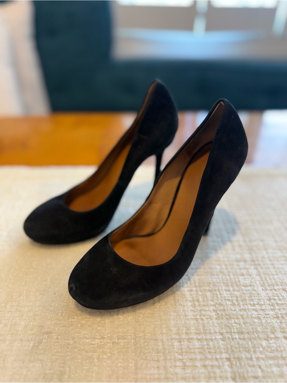 L.A.M.B. Black Suede Rounded Toe Stiletto Pumps